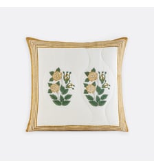 Housse d'oreiller matelassée, voile de coton imprimé block-print La Redoute Interieurs
