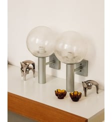 Paire d'appliques en verre soufflé Suzette N°192- Produit chiné Debongout