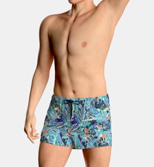 Short de bain court motif tropical avec suspensoir Impetus