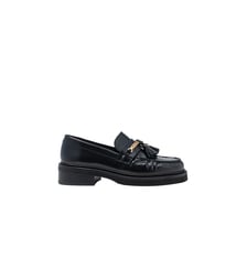 Mocassins en cuir à bords plissés Maje