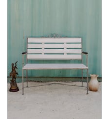 Banc en bois gris et blanc Antoine N°491- Produit chiné Debongout