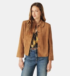 Veste droite Milas en cuir velours Ba&sh