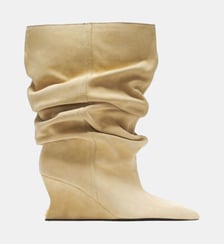 Bottines Wedge drapées en daim Balmain