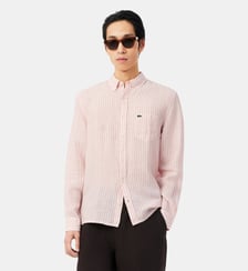 Chemise regular fit en lin rayée Lacoste