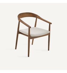 Fauteuil de table, en noyer massif et tissu AM.PM