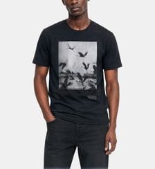 T-shirt sérigraphie oiseaux noir The Kooples