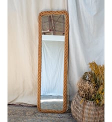 Grand miroir en rotin tressé Georges N°1071- Produit chiné Debongout