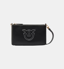 Sac plat à bandoulière en cuir Pinko