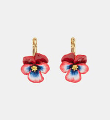 Boucles d'oreilles dormeuses pensée rouge et cristal taillé Les Néréides