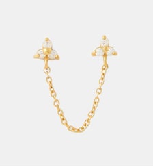 Bijoux d'oreilles 2 puces et chaine - zircon et argent garanti 925 Balaboosté
