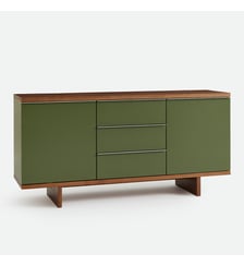 Buffet en plaqué noyer et laqué, 2 portes, 3 tiroirs La Redoute Interieurs