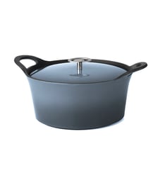 Volcan - Cocotte ronde 20cm fonte de fer émaillée bleue denim avec couvercle Cuisinox