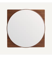 Miroir rond avec encadrement en noyer, hauteur 90 cm AM.PM