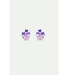 Boucles d'oreilles dormeuses pierre ronde facettée rose et violettes Les Néréides