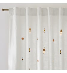 Rideau en coton, motifs exotiques brodés, pattes cachées La Redoute Interieurs