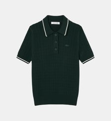 Pull col polo maille torsadée rayures Lacoste