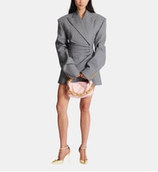 Robe-veste courte en laine drapée Balmain