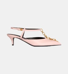 Slingbacks Sync à talons en cuir avec chaîne Balmain