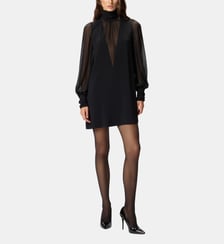 Robe courte à col montant en crêpe georgette Pinko