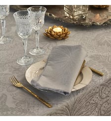 Nappe pur coton enduit motif jacquard or Mille isaphire vermeil Garnier Thiebaut