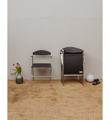 Lot de 6 chaises chromées en cuir noir Alma N°1294- Produit chiné Debongout