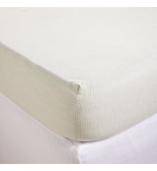 Drap Housse  Fines rayures tissées en lin coton Madura