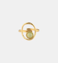 Bague ajustable en acier inoxydable avec pierre d'Aventurine Balaboosté