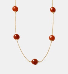Collier plaqué or jaune 18 carats avec agate rouge et motif sphérique Aristocrazy