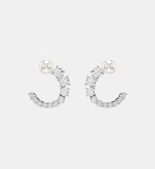 Anneaux d'oreilles Matrix, Perle de cristal, Métal rhodié Swarovski