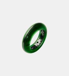 Bague large avec résine verte et finition gunmetal Aristocrazy