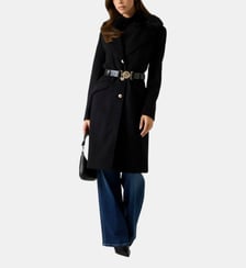 Manteau long col effet fourrure Guess