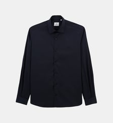 Chemise manches longues patch logo en coton stretch Serge Blanco