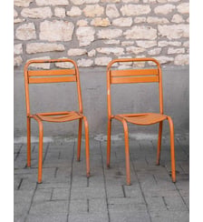 Paire de chaises Tolix en métal orange Alma N°1943- Produit chiné Debongout