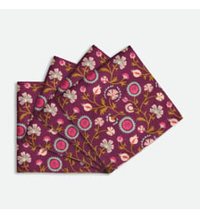 Lot de 4 serviettes de table, imprimé floral, en coton lavé La Redoute Interieurs