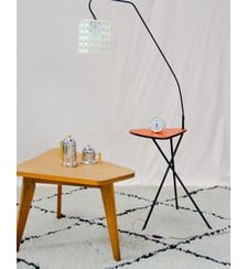 Lampadaire en métal et skaï Julien N°435 - Produit chiné Debongout