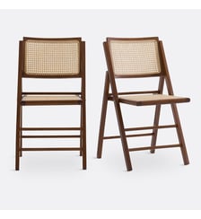 Lot de 2 chaises pliantes hêtre et cannage La Redoute Interieurs