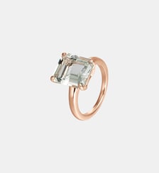 Bague en argent 925 plaqué or rose 18 carats avec quartz vert Aristocrazy