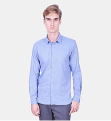 Chemise coupe cintrée flanelle uni BLEU DENIM Atelier Privé