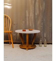 Table d'appoint en bois blanc Francine N°1495- Produit chiné Debongout