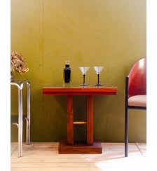 Table d'appoint en bois et verre Hanna N°1542- Produit chiné Debongout