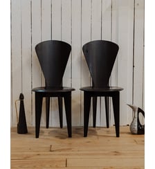Paire de chaises en simili cuir noir Alma N°1694- Produit chiné Debongout