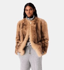 Manteau mi-long en fausse fourrure Maje