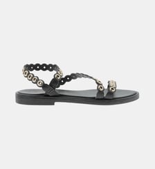 Sandales plates en cuir avec détails d'œillet OBALINA Les Tropeziennes par M. Belarbi