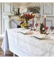 Nappe pur coton antitache motif jacquard blanc Eloise diamant Garnier Thiebaut