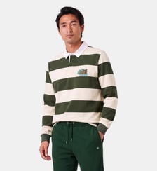 Polo de rugby manches longues rayé broderie Funky Animals Serge Blanco