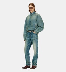 Veste matelassée en denim froissé effet usé Diesel