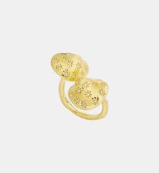 Bague ajustable dorée champignons et cristaux facettés Les Néréides