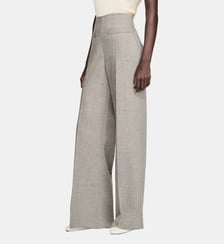 Pantalon large en laine à carreaux Sandro