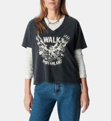 Tee-shirt coton bio délavé visuel aigle Ikks