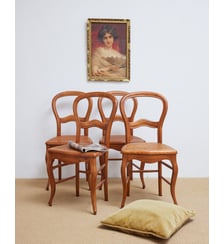 Lot de 4 chaises en cannage Claude N°1470- Produit chiné Debongout